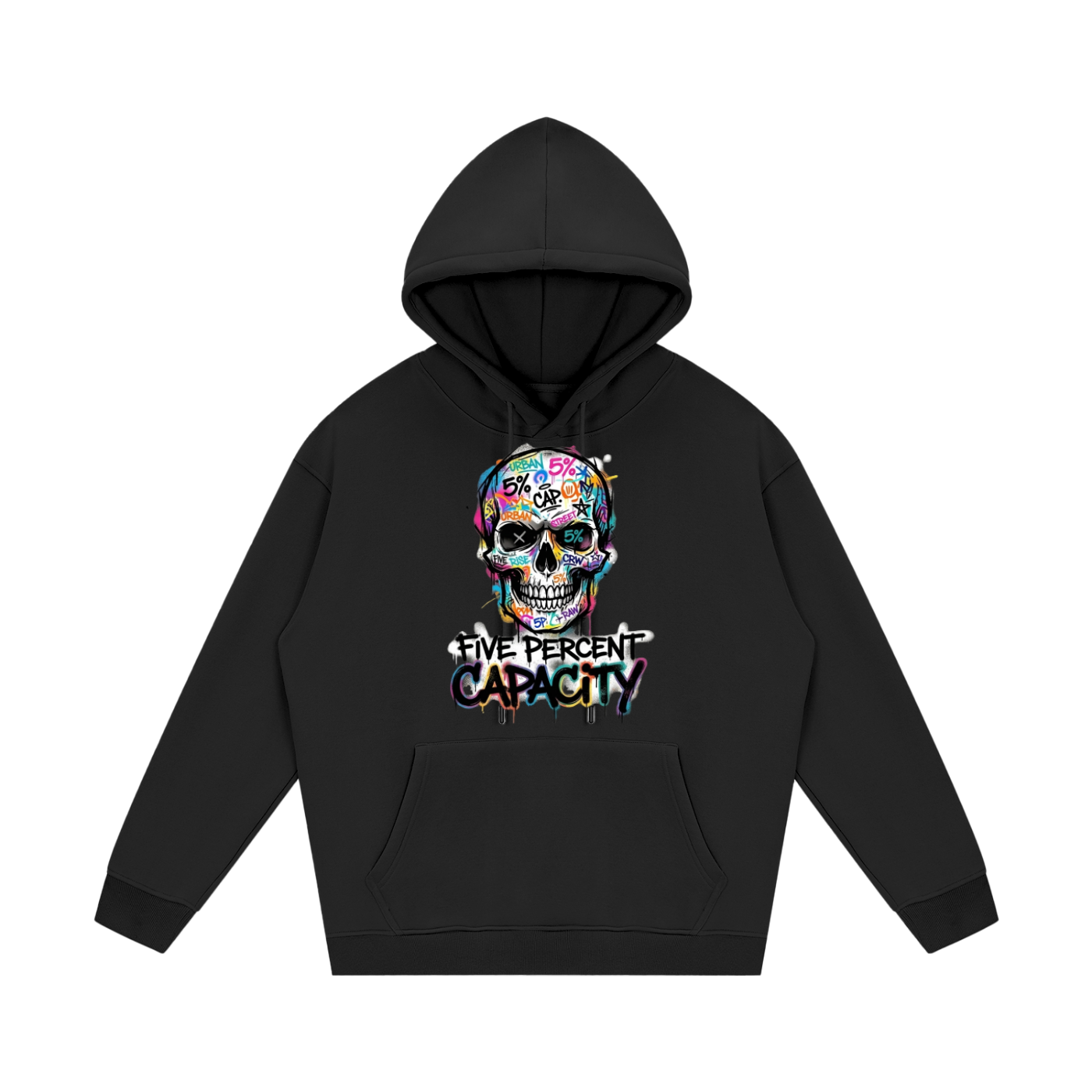 Unisex Fleece Hoodie - Graffiti Skull 5%